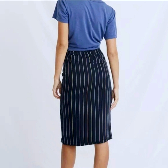 NWT Marine Layer Cecille midi skirt multi color stripe size L - Picture 2 of 8